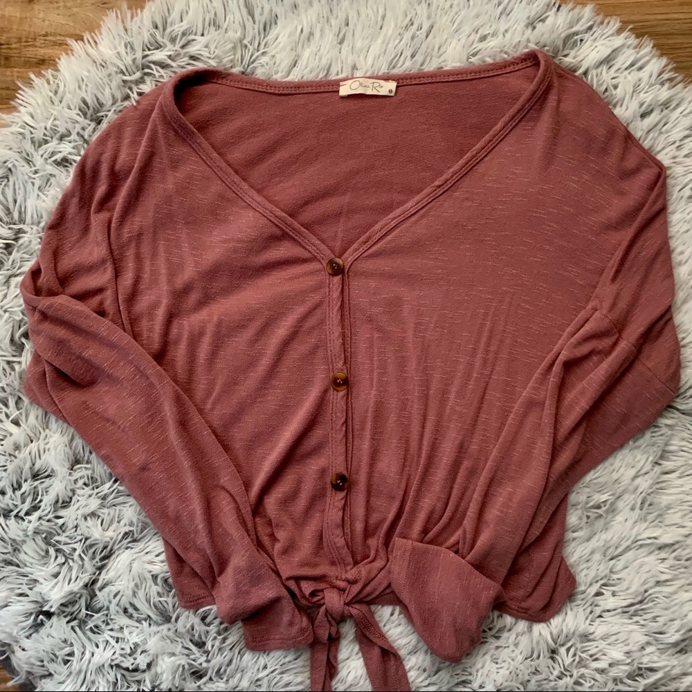 Olivia Rae Dark Pink Top W/ Waist Tie - Picture 1 of 6